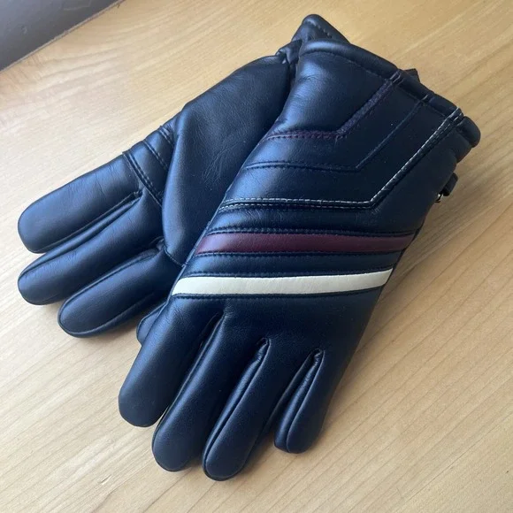 Vintage Wells Lamont Ski Styling Gloves L12TAA Teens Medium Black w stripes - Picture 5 of 6